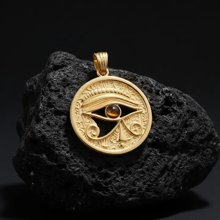 925 Vintage Silver Eye of Horus Pendant | Ancient Egyptian Amulet Retro Jewelry